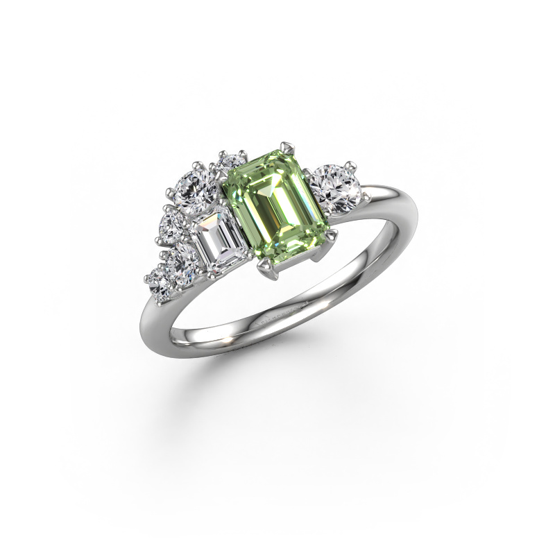 Bild von Ring Sabina 585 Weißgold Grüner Labor-Diamant 7x5 mm