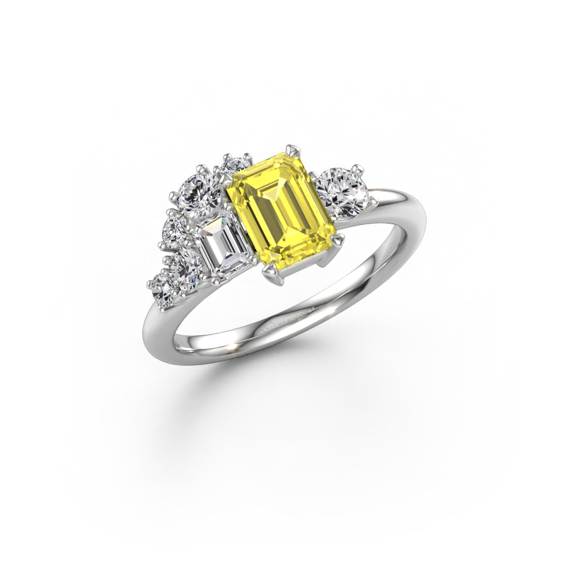Bild av Ring Sabina 585 vitt guld Gul labbodlad diamant 7x5 mm
