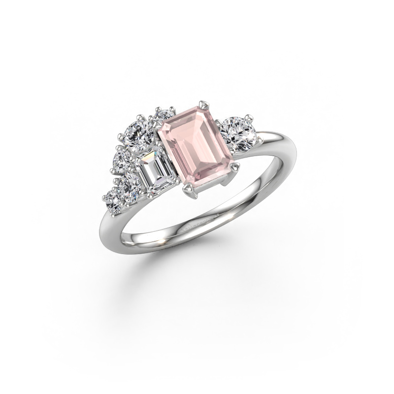 Bild av Ring Sabina 585 vitt guld Champagnefärgad morganit 7x5 mm