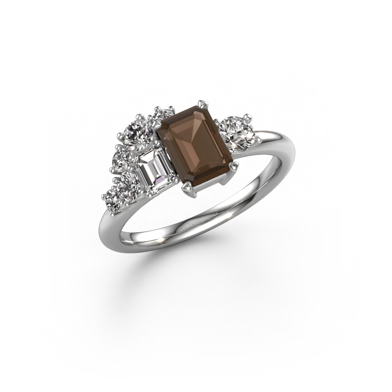 Image of Ring Sabina 585 white gold Smokey quartz 7x5 mm