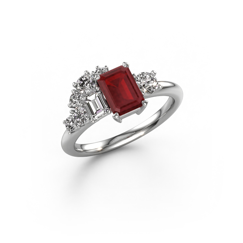 Image of Ring Sabina 585 white gold Ruby 7x5 mm
