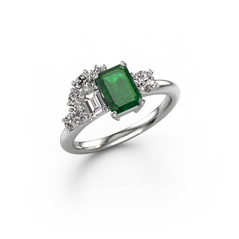 Image of Ring Sabina 585 white gold Emerald 7x5 mm