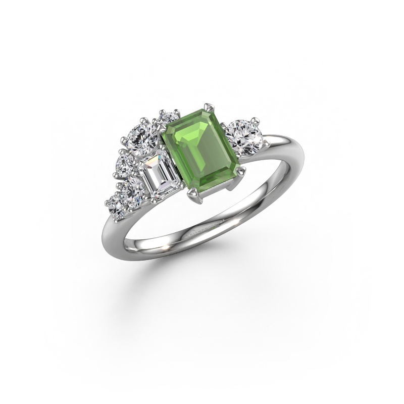 Image of Ring Sabina 585 white gold Tourmaline green 7x5 mm