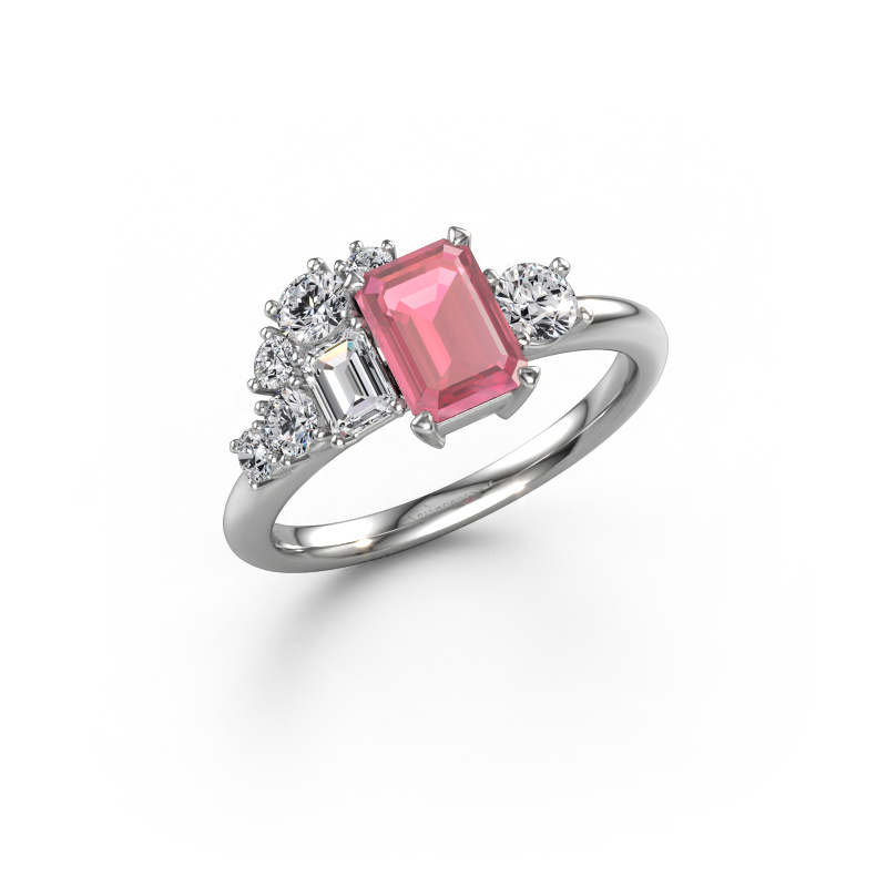 Image of Ring Sabina 585 white gold Tourmaline pink 7x5 mm