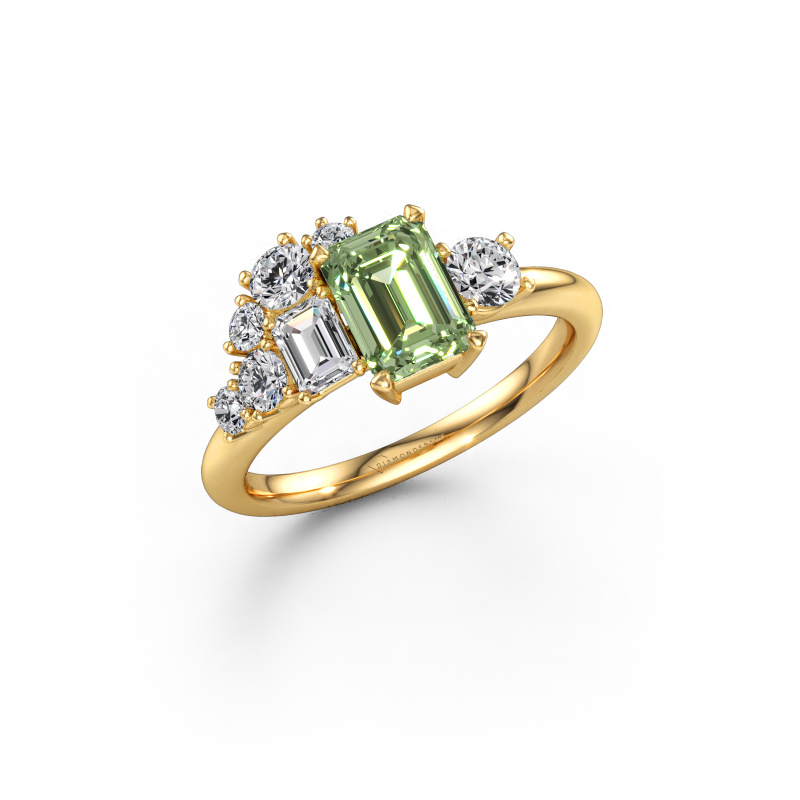 Afbeelding van Ring Sabina 585 goud Groene lab grown diamant 7x5 mm