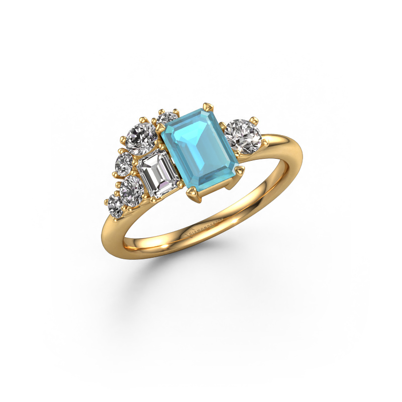 Bild von Ring Sabina 585 Gold Blau Topas 7x5 mm