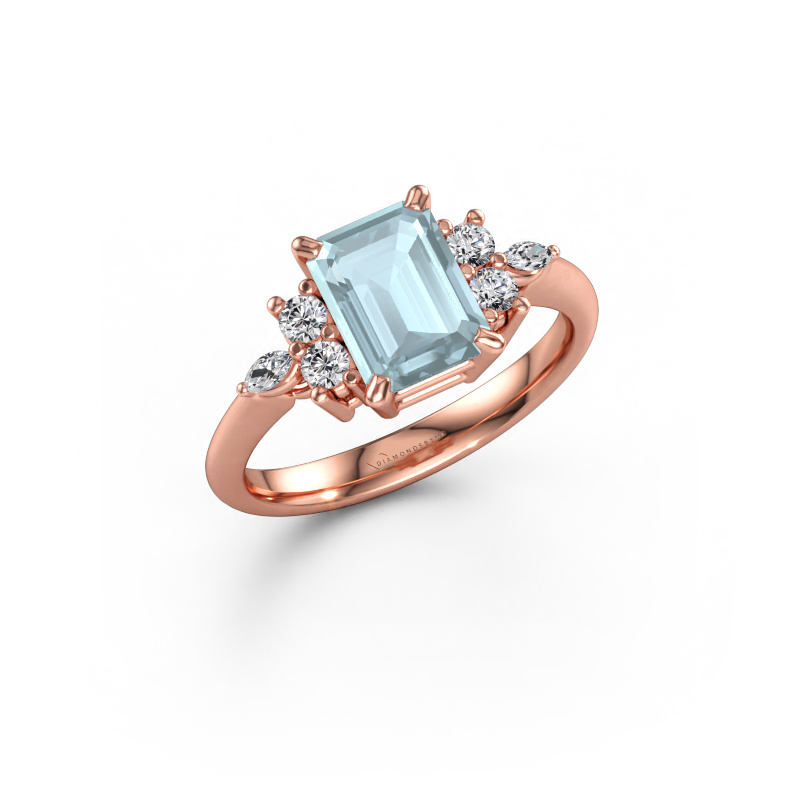 Bild av Ring Sade 585 roséguld Akvamarin 8x6 mm