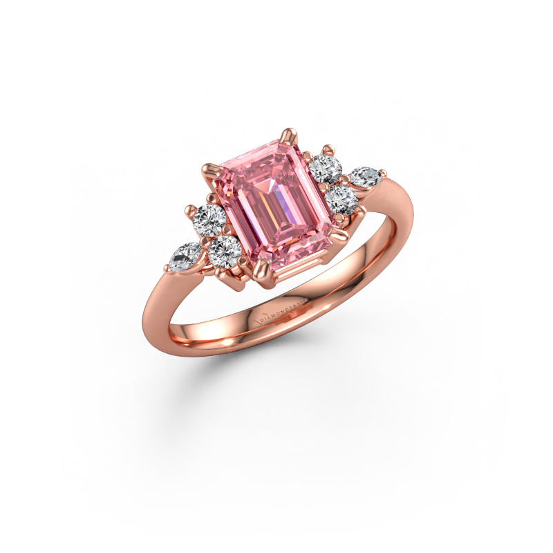 Immagine di Anello Sade 585 oro rosa Diamante lab grown rosa 8x6 mm