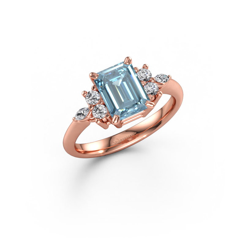 Immagine di Anello Sade 585 oro rosa Diamante lab grown blu 8x6 mm