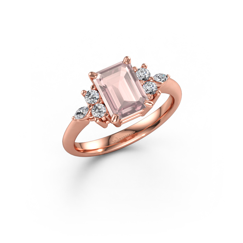 Bild av Ring Sade 585 roséguld Champagnefärgad morganit 8x6 mm