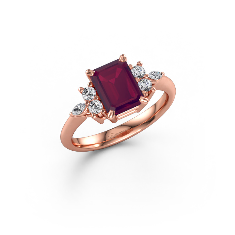 Immagine di Anello Sade 585 oro rosa Rodolite 8x6 mm