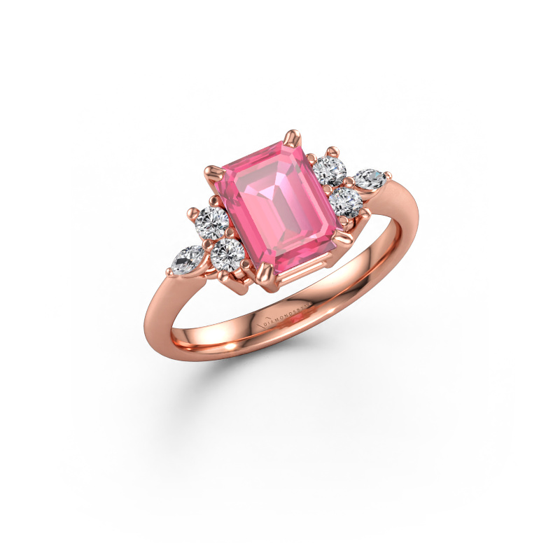 Bild av Ring Sade 585 roséguld Rosa safir 8x6 mm