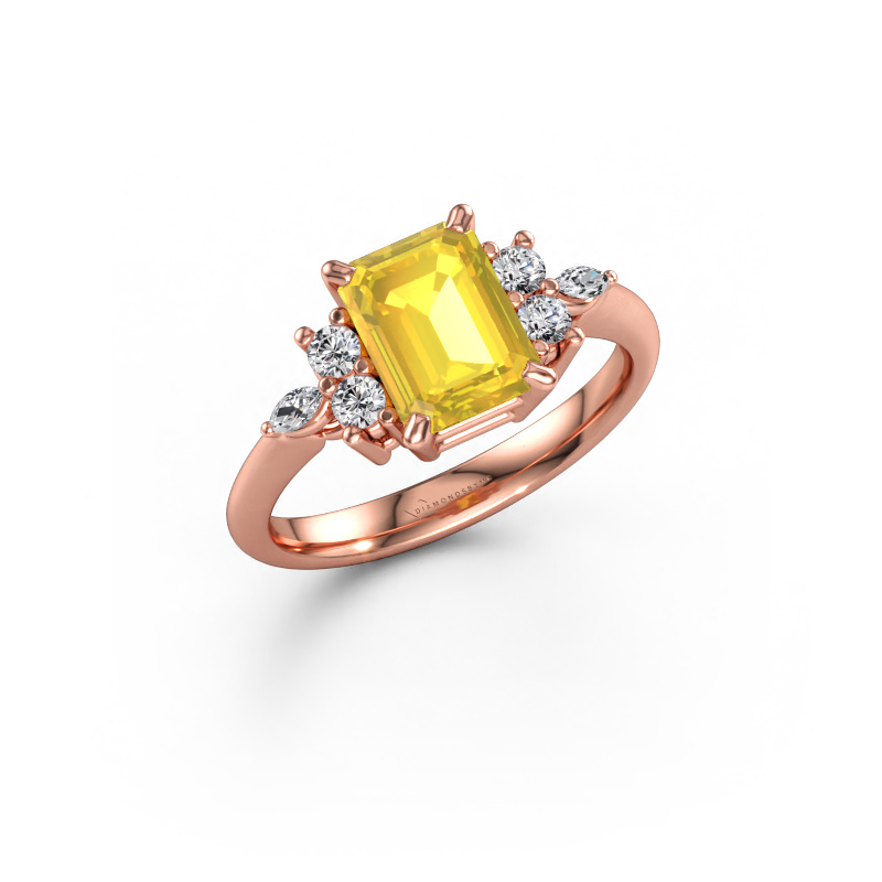 Bild av Ring Sade 585 roséguld Gul safir 8x6 mm