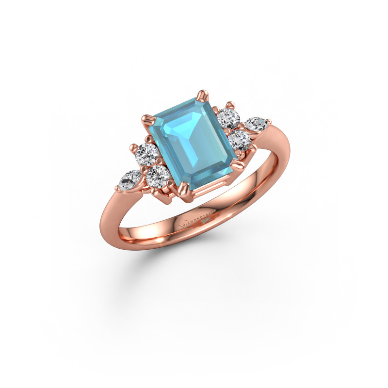 Bild av Ring Sade 585 roséguld Blå topas 8x6 mm