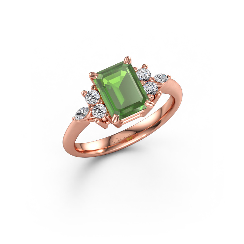 Bild av Ring Sade 585 roséguld Grön turmalin 8x6 mm
