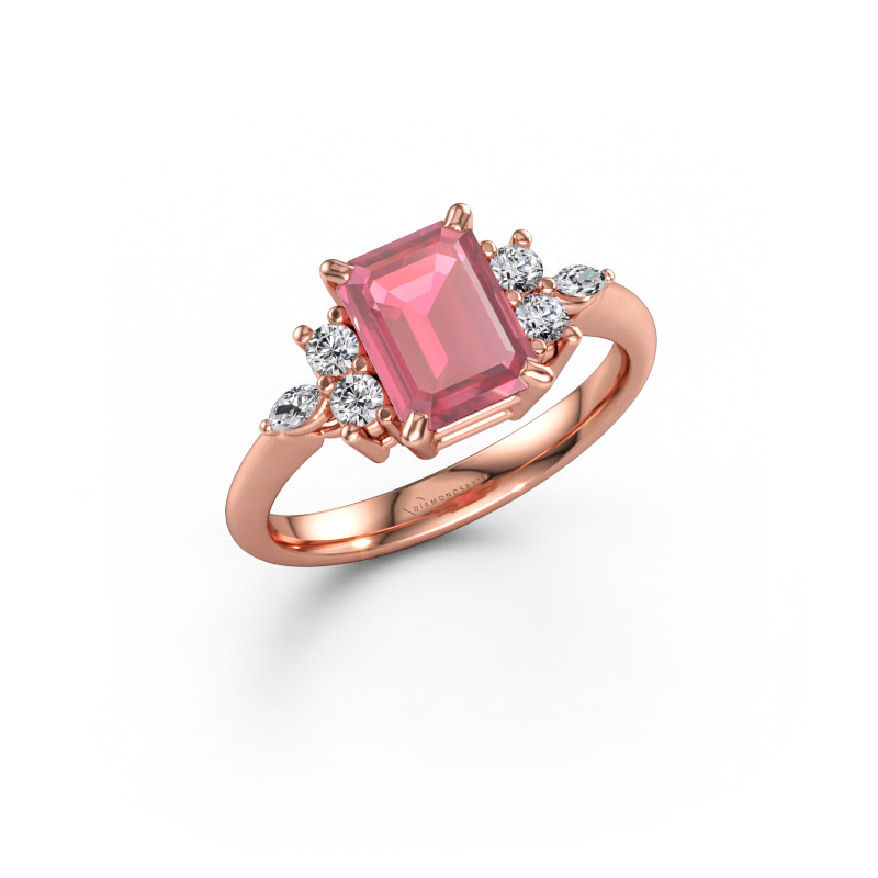 Bild av Ring Sade 585 roséguld Rosa turmalin 8x6 mm