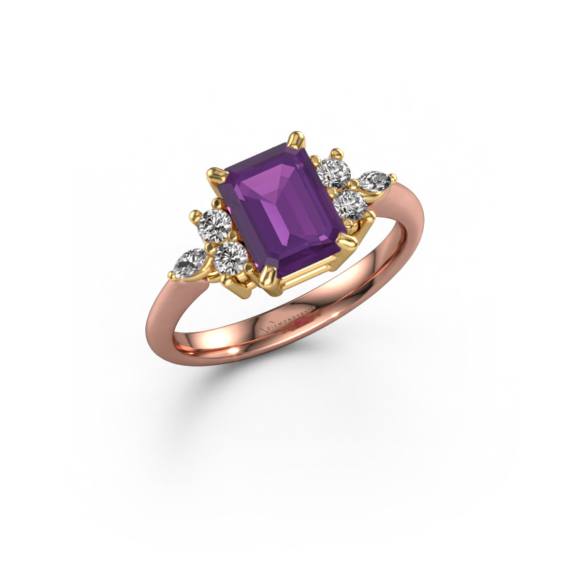 Image of Ring Sade 585 rose gold Amethyst 8x6 mm