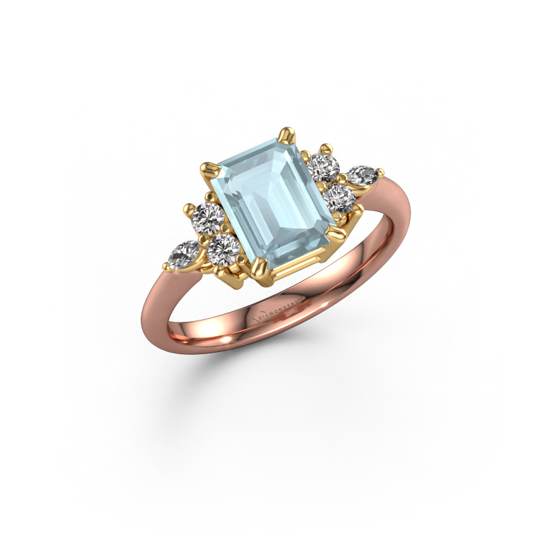 Image of Ring Sade 585 rose gold Aquamarine 8x6 mm