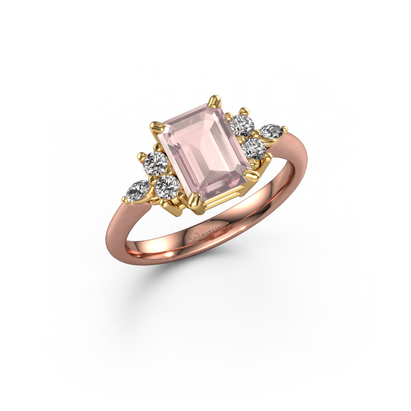 Afbeelding van Ring Sade 585 rosé goud Morganiet champagne 8x6 mm