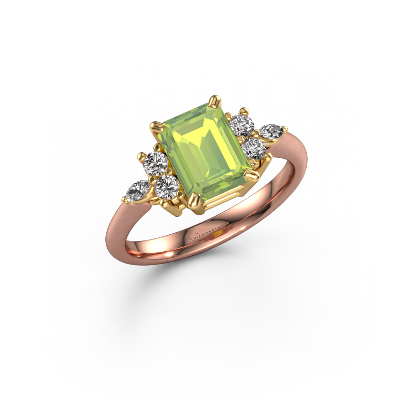 Image of Ring Sade 585 rose gold Peridot 8x6 mm