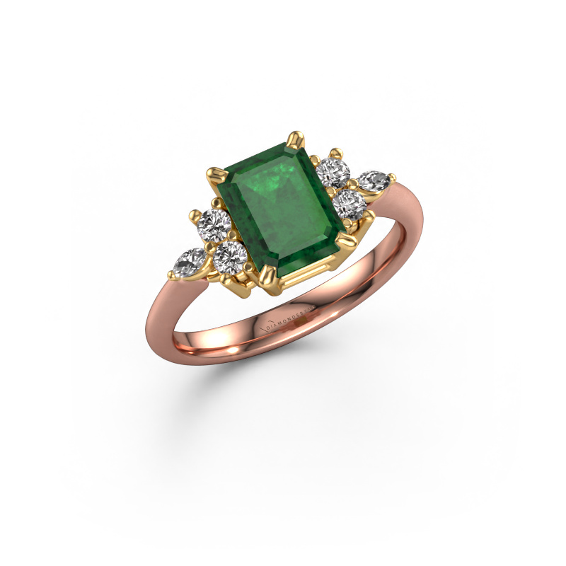 Image of Ring Sade 585 rose gold Emerald 8x6 mm