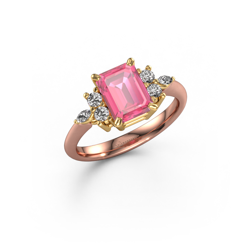 Image of Ring Sade 585 rose gold Pink sapphire 8x6 mm