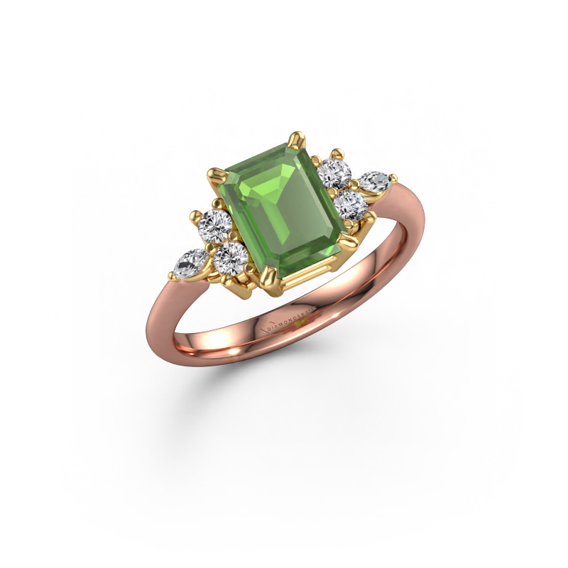 Image of Ring Sade 585 rose gold Tourmaline green 8x6 mm