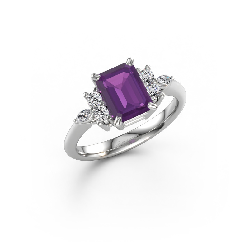 Bild av Ring Sade 585 vitt guld Ametist 8x6 mm