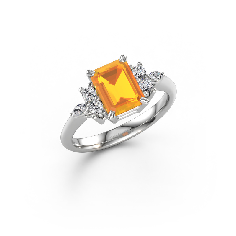 Bild av Ring Sade 585 vitt guld Citrin 8x6 mm