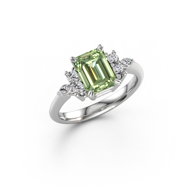 Bild av Ring Sade 585 vitt guld Grön labbodlad diamant 8x6 mm