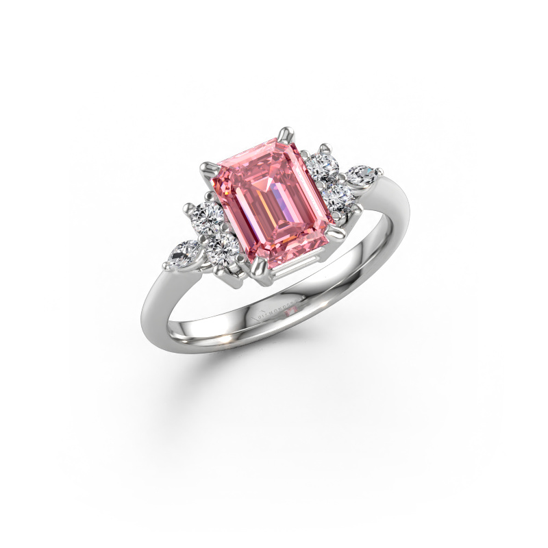 Bild av Ring Sade 585 vitt guld Rosa labbodlad diamant 8x6 mm