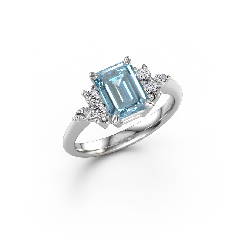 Immagine di Anello Sade 585 oro bianco Diamante lab grown blu 8x6 mm