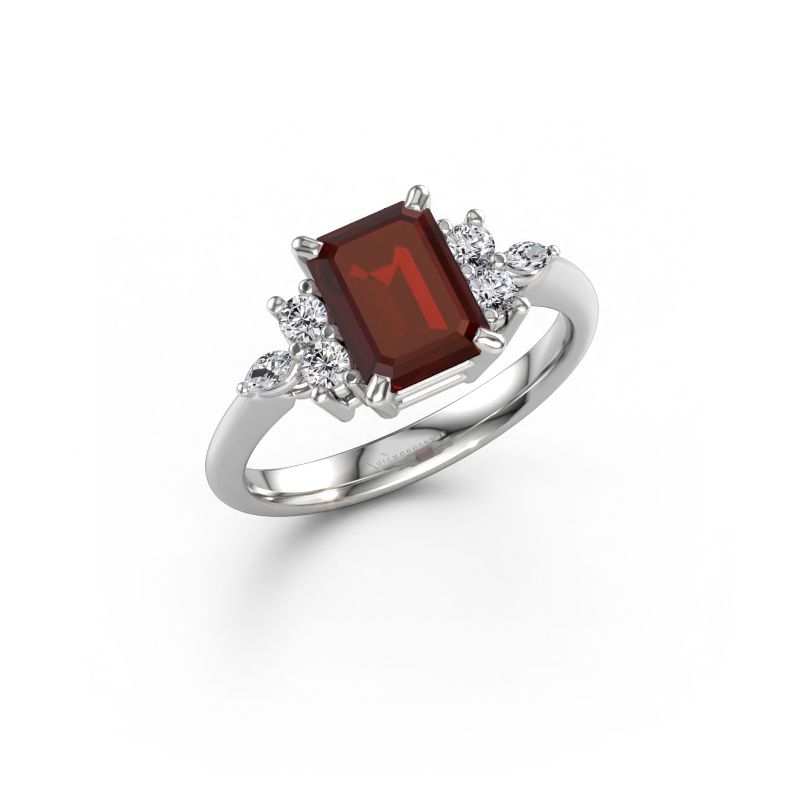 Bild von Ring Sade 585 Weißgold Granat 8x6 mm