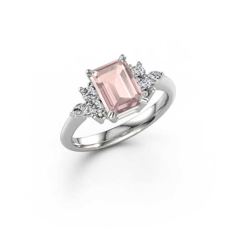 Bild av Ring Sade 585 vitt guld Champagnefärgad morganit 8x6 mm