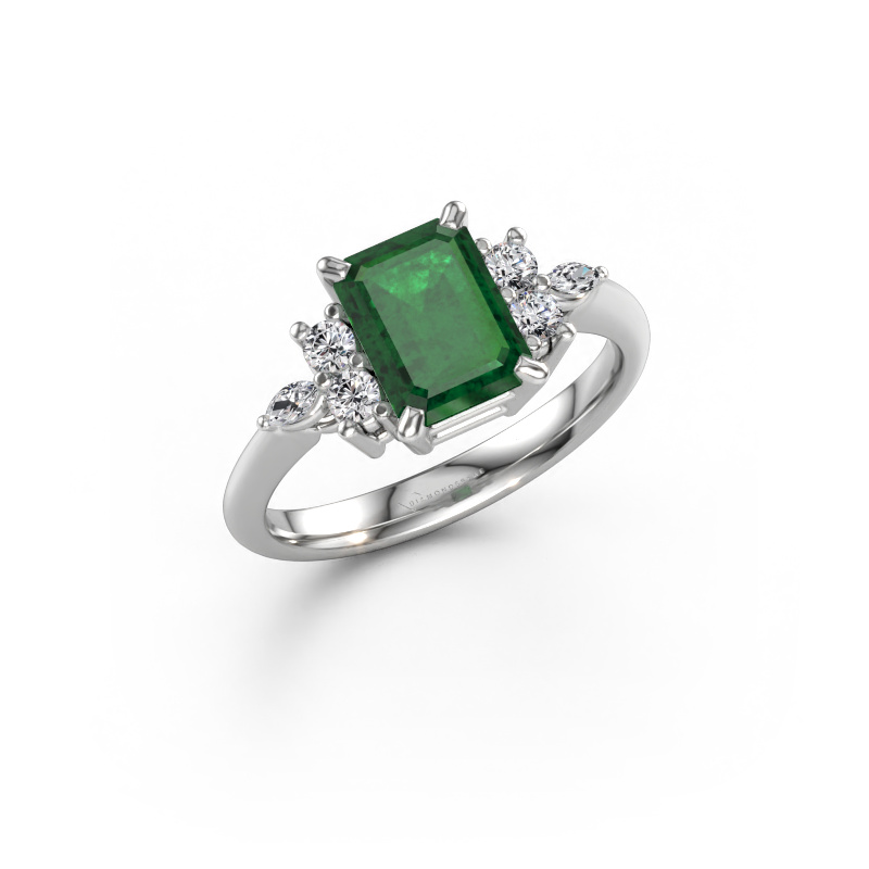 Imagen de Anillo Sade 585 oro blanco Esmeralda 8x6 mm