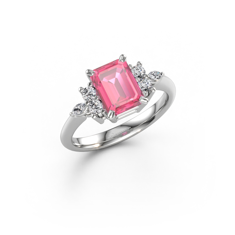 Imagen de Anillo Sade 585 oro blanco Zafiro rosa 8x6 mm