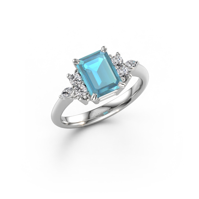 Bild av Ring Sade 585 vitt guld Blå topas 8x6 mm