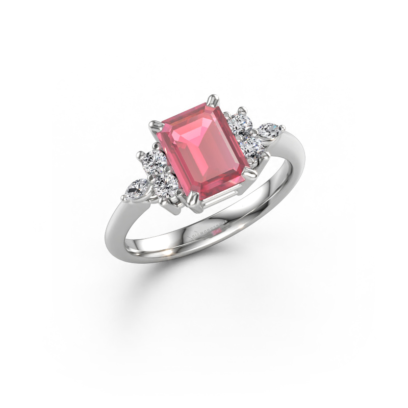 Immagine di Anello Sade 585 oro bianco Tormalina rosa 8x6 mm