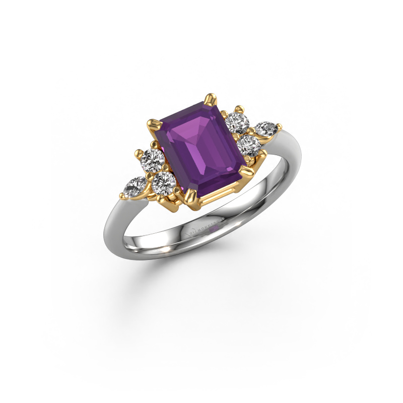 Image of Ring Sade 585 white gold Amethyst 8x6 mm