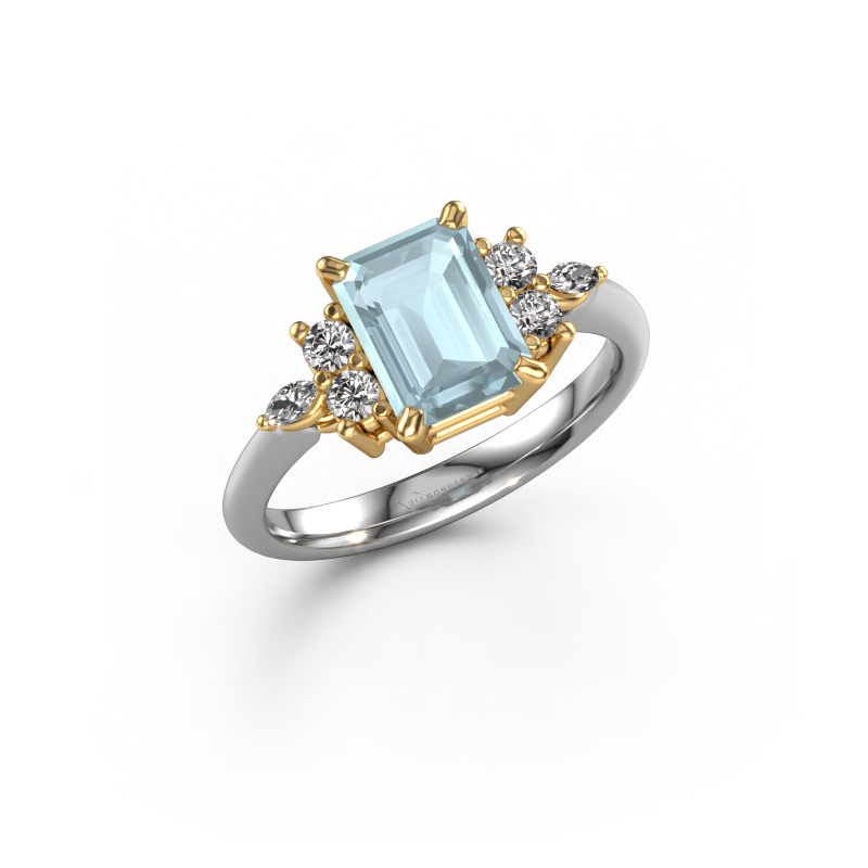 Image of Ring Sade 585 white gold Aquamarine 8x6 mm