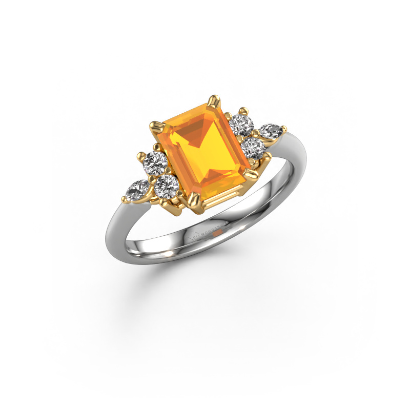 Bild von Ring Sade 585 Weißgold Citrin 8x6 mm