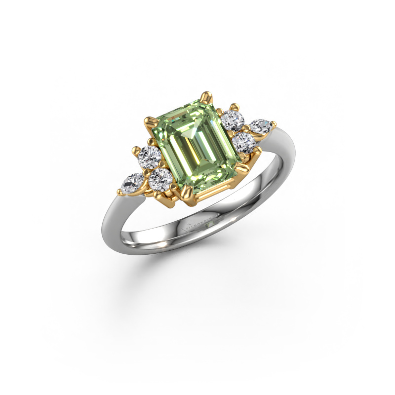 Bild von Ring Sade 585 Weißgold Grüner Labor-Diamant 8x6 mm