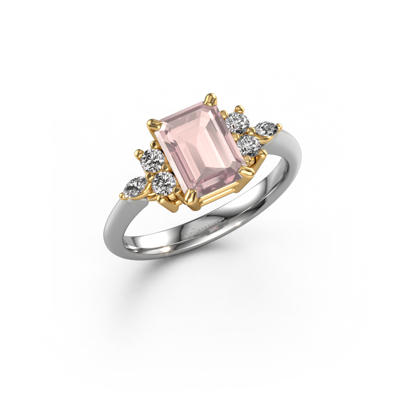 Image de Bague Sade 585 or blanc Champagne morganite 8x6 mm