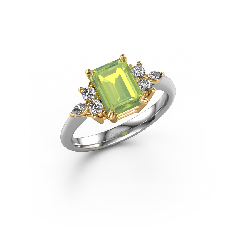 Image of Ring Sade 585 white gold Peridot 8x6 mm