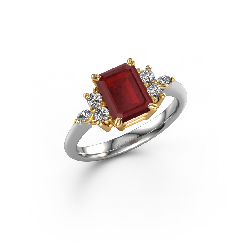 Image of Ring Sade 585 white gold Ruby 8x6 mm