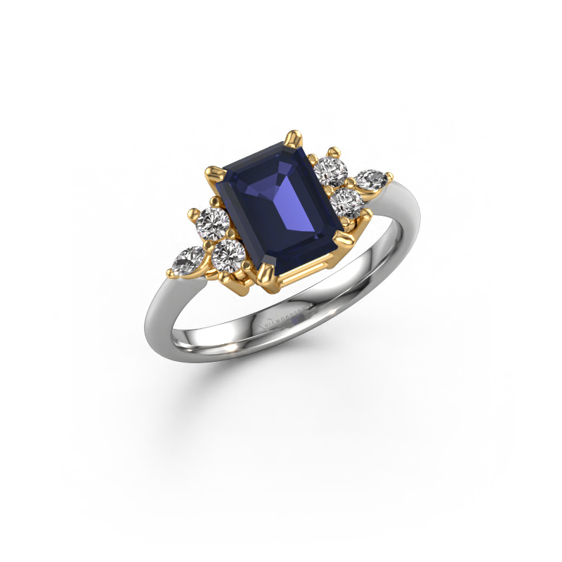 Image of Ring Sade 585 white gold Sapphire 8x6 mm