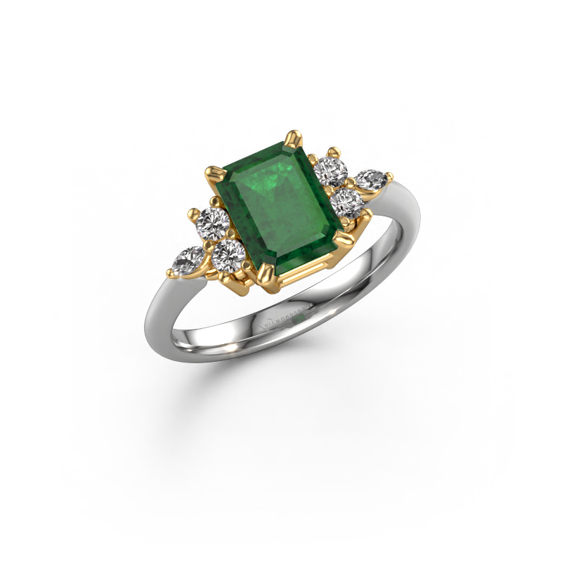 Image of Ring Sade 585 white gold Emerald 8x6 mm