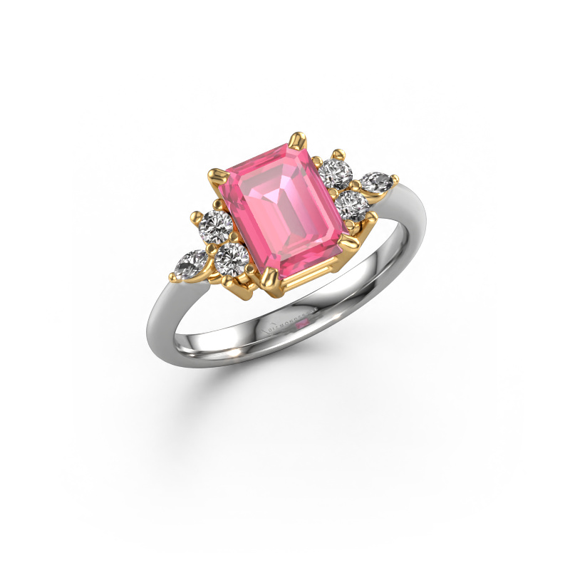 Afbeelding van Ring Sade 585 witgoud Roze saffier 8x6 mm