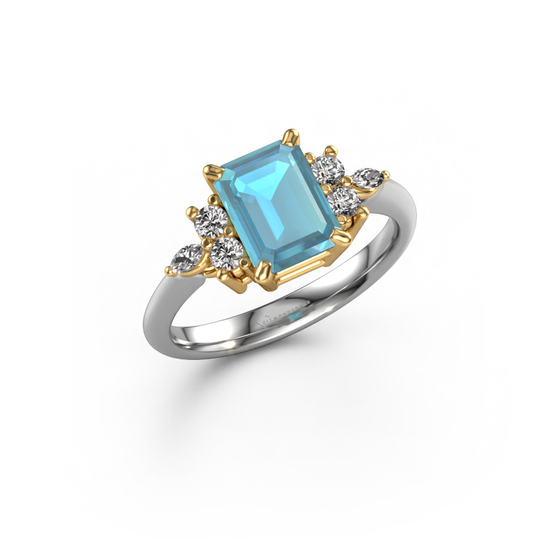 Bild von Ring Sade 585 Weißgold Blau Topas 8x6 mm