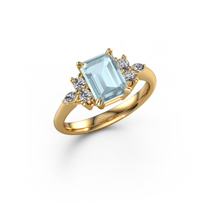 Image of Ring Sade 585 gold Aquamarine 8x6 mm